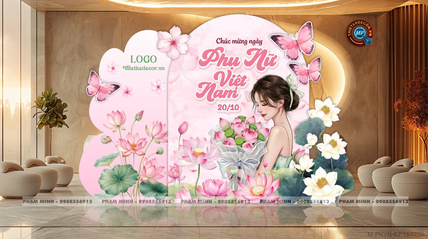 File thiết kế trang trí decor chụp ảnh ngày Phụ nữ Việt Nam 20 tháng 10 Sang trọng Happy women's day tone hồng